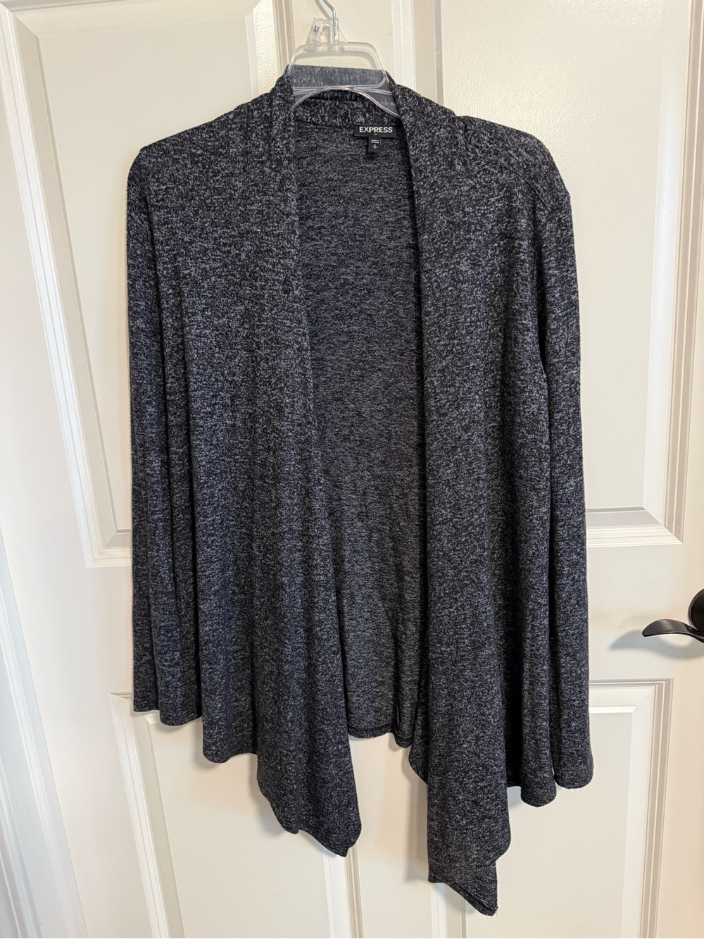 Express Open-Front Draped Cardigan - Heather Charcoal
